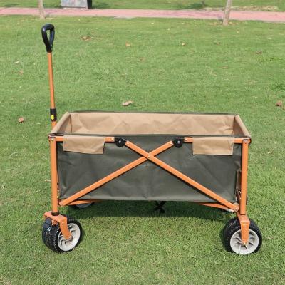 China Heavy Duty Outdoor Folding Vehicle Camping Shopping Cart Adjustable Green Beach Station Picnic Folding Utility Cart for sale