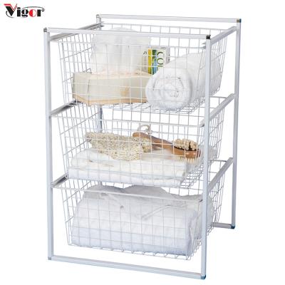 China Heavy Duty Stocked 3 Layer Metal Cart Kitchen Storage Rack Shelves Storage Racks for sale