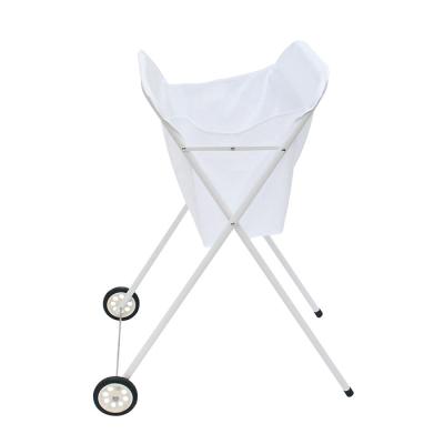 China Foldable Cheap Mobile Laundry Baskets White Laundry Basket With Wheels for sale