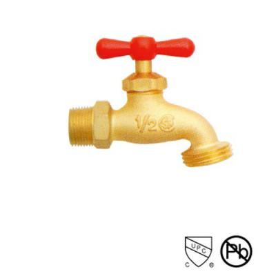 China Male Threaded Bbrass Ball Bibcock Hose Bibb Valve Brass Body And Handle for sale