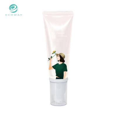 China Airless Biodegradable Custom Cosmetic Packaging Containers Soft Plastic Cream Pump Tube With Pump for sale