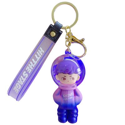 China Popular Custom Creative Anime Astronaut Keychain Couple Pendant 3D Cartoon Car Girl Key Pendant Birthday Gift for sale