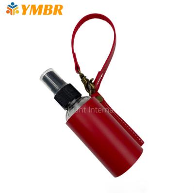 China 60ml Eco-friendly Portable Squeeze Spray Travel Bottle Refillable Empty Leakproof Plastic Perfume Bottle With Leather Key Chain Holder for sale