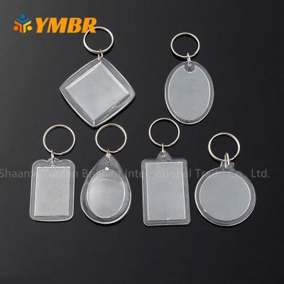 China Amazone Eco-Friendly Hot Selling Transparent Custom Printed Acrylic Key Chain Clear White Photo Frame Key Ring Chain for sale