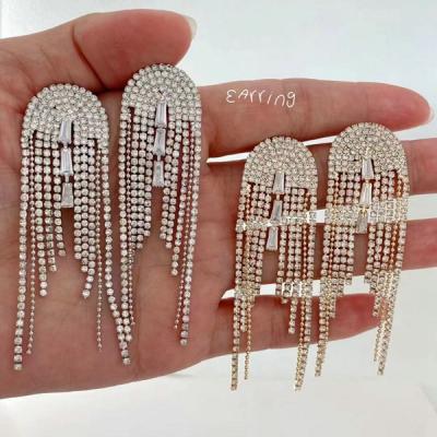 China TRENDY 2024 new arrived summer new design micro pave cubic zirconia cz tree tassel long earring for sale