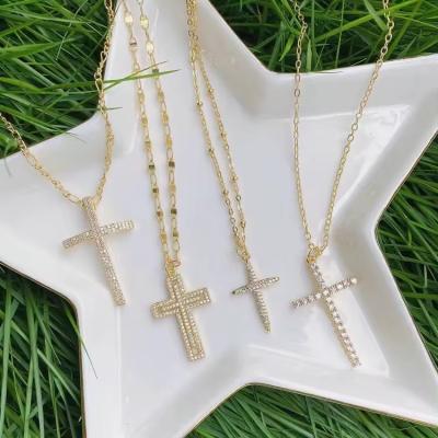 China TRENDY Religion Cross Shape Zircon Charm For Fashion Jewelry DIY Necklace for sale