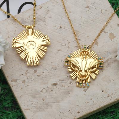 China TRENDY colorful micro pave zircon peacock pendants brass gold plated animal diamond pave eagle charms for necklace for sale