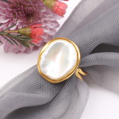 China Cute Gold Plated Baroque Pearl Ring for sale