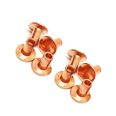 China Custom solid copper C1018 cold rolled steel rivet, round head hollow tubular brass rivet, head metal aluminum snap rivet for sale