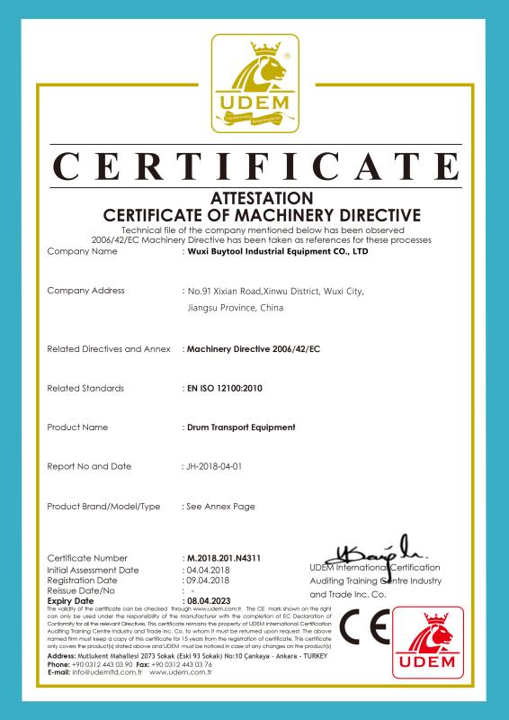 CE certificate - Wuxi Buytool Industrial Equipment Co., Ltd.