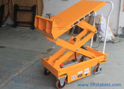 China 45 Degree Mini Mobile Portable Electric Scissor Lifting Table Trolley Hydraulic 800kg for sale