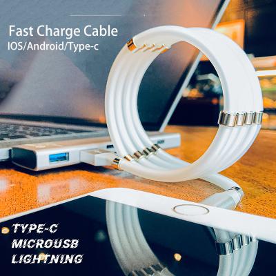 China Fast Charging Type C Cables In Magnetic Cable USB Self-Winding Type Fast Charging Current Micro C Cable Cord Charging Data Cables For Lightning Charger for sale