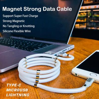 China Fast Type Self-Winding Type C USB Charging Cables 2020 New Magnetic Fast Charging Cable Micro Charging Cables Tie Charging Data Cables For Lightning Charging for sale