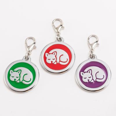 China High Quality Zinc Alloy Dog Tag Sleeping ID Name Collar Cat Print Blank Cat Dog Europe Pet Tag for sale