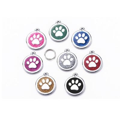 China Europe Personalized Pet Tags Engraved Pet ID Name Collar Tag Around Paw Glitter Pendant Dog Tag for sale