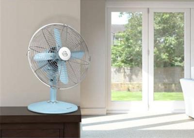 China 14 Inch Retro Desktop Oscillating Fan Copper Motor 3 Speed Brushed Nickel for sale