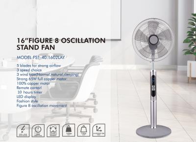 China White Figure 8 Oscillation Fan , 16 Inch Led Display Remote Control Electric Stand Fan for sale