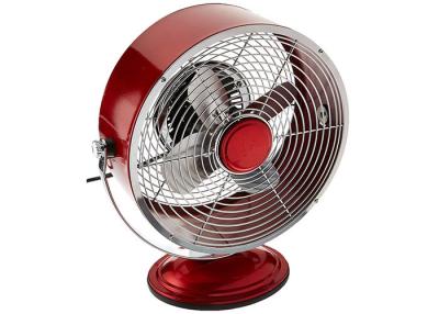 China Red 9 Inch Portable Vintage Electric Fan / Two Speed Air Circulator Retro Table Fan for sale