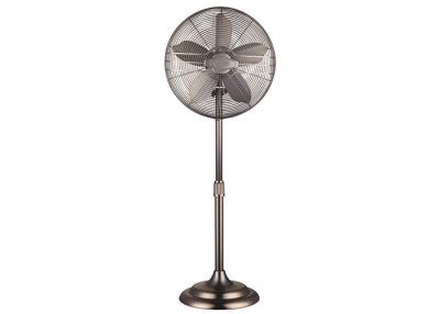 China 16 Inch Retro Standing Fan Brushed Nickel Finish 3 Speed 85 Degree Oscillation for sale