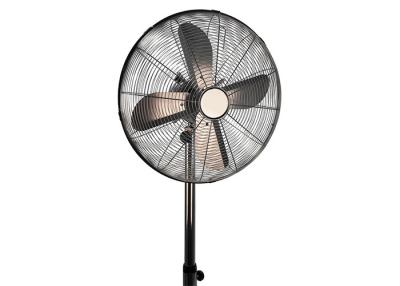 China Indoor Moving Metal Chrome Floor Standing Fan With Safety Grille & Stable Base for sale