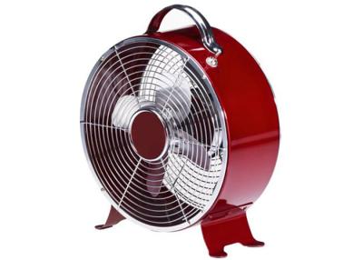 China Home Or Office Red Retro Metal Fan With UK Plug / Air Cooling Desk Clock Fan for sale