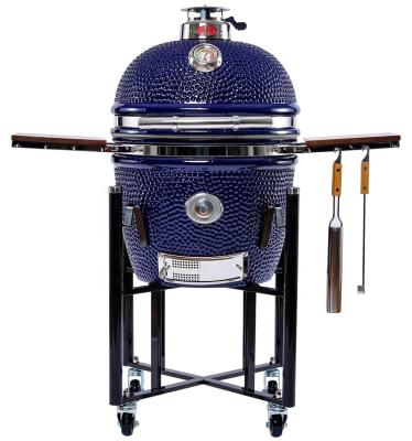 China Adjustable Height Hot Sale Grill Kamado Grill Blue Glaze Large 22 inch Kamado Ceramic Charcoal Grill Outdoor Kitchen for sale