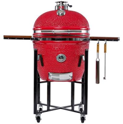 China Adjustable Height Hot Sale Grill Kamado Grill Red Glaze Extra Large 26 inch Ceramic Kamado Charcoal Grill Smoker for sale