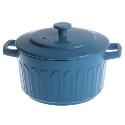 China Traditional Heat Resistant Household Blue Glazed Fireclay Porcelain Casserole/Dish Warmer Food Casserole With Lid for sale