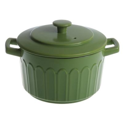 China Traditional durable cookware dishwasher safe color glazed green fireclay ceramic casserole dishes for cook for sale