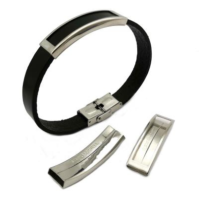 China Bracelet Making Stainless Steel Bracelet Sliders Tube Pipe 10x3mm Flat Hole For 10x2mm Flat Leather Strings for sale