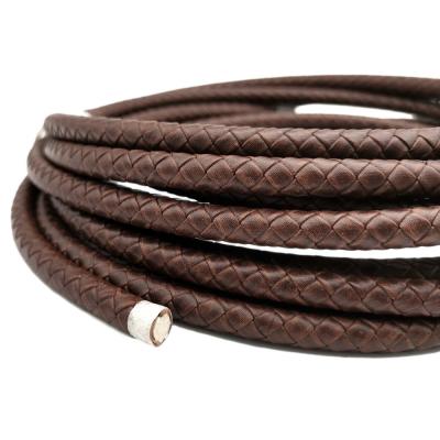 China Bolo Rope 8mm Series Braided Leather Bolos Tie Braided Bracelet Making Leather Bracelet Antique Weathered Brown for sale