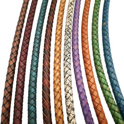 China Premium Quality 6mm Round Leather Bolos Bolo Strings Ties Braided Leather Wristband Bracelet Making Jewelry Rope for sale