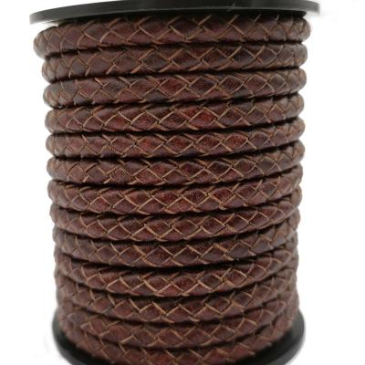 China Bolo string bracelet making leather string bolos 5mm real leather bracelet jewelry bent series beading distressed brown for sale