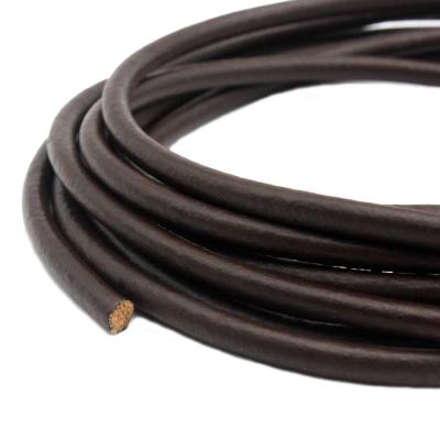 China Jewelry making or decoration 6mm round leather cords decoration or genuine cowhide leather bracelet jewelry making dark brown for sale