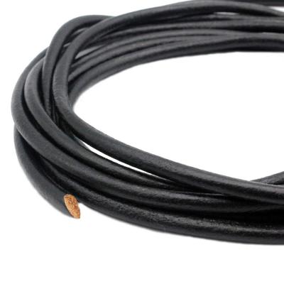 China Jewelry making or decoration 6mm round leather cords decoration or genuine cowhide leather bracelet jewelry making black for sale