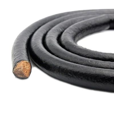 China Jewelry making or decorating premium quality 10mm round black leather cords 10.0 diameter genuine cowhide leather bracelet for sale