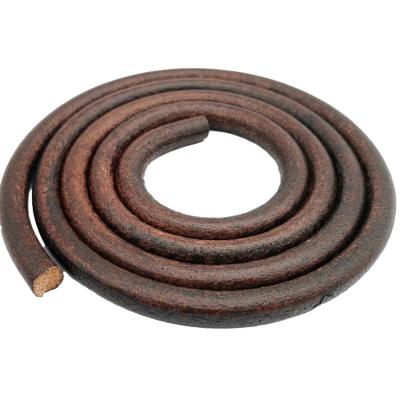 China Jewelry making or decorating antique brown 8mm diameter round real leather cord genuine leather bracelet for sale