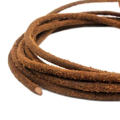 China Jewelry Making or Decoration 5.0mm Real Leather Cords Genuine Leather Bracelet Bangle Making Link Cowhide Rustic Brown for sale