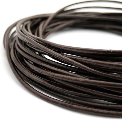 China Jewelry making or decoration 3.0mm real leather round string cowhide made genuine leather for bracelet necklace 3mm diameter dark brown for sale