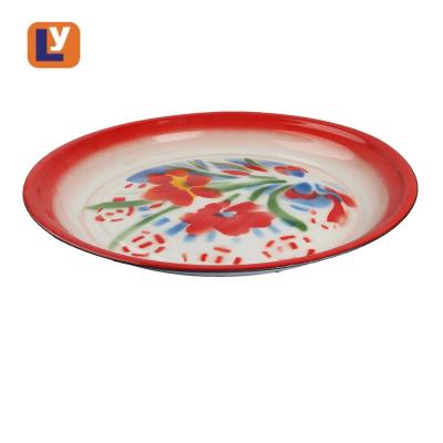 China 35cm Round Enamel Tray Sustainable Deco Serving Tray for sale