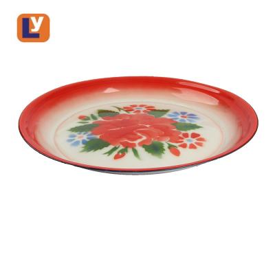 China Hot Sale 25cm Cheap Deco Enamel Round Tray Viable for sale