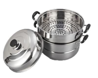 China 24cm Sustainable Double Lalyer Stainless Steel Steamer Pot Food Steamer for sale