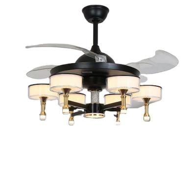 China CHINA Factory 2021 New Modern Design Post Modern Blades Clear Ceiling Fan with Light and Remote Control for sale