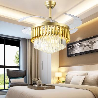 China Modern Crystal Chandelier With 42inch Fan With Remote Control Ceiling Fans With Crystal Chandeliers for sale