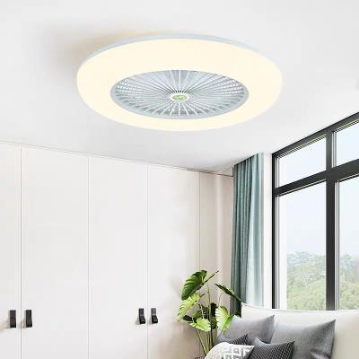 China Modern Led Semi Flush Mount Energy Saving Dimmable Fan Ceiling Lamp With Smart Remote Control For Restaurant Hotel Living Room for sale