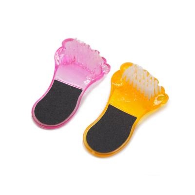 China NAIL Factory Wholesale Multifunctional Foot Shape Nail Folder Sanding Brush with Plastic Handle for sale