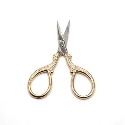 China Cheap personal price stainless steel beauty tools soft cut gold handle cuticle eyebrow scissors for sale