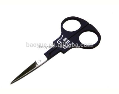 China Right Handed Scissors Ink Blue Rubber Eyebrow Cosmetic Scissors for sale