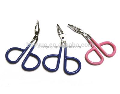 China Eyebrow scissor tweezers with rubber paint handle for sale