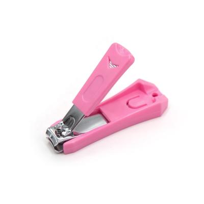 China Factory Sale Hot Adult 8.5cm Custom Logo Pink Finger Plastic Handle Nail Clippers for sale